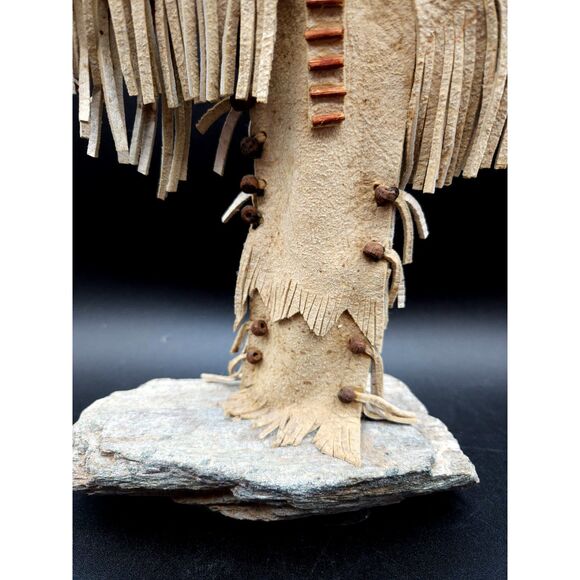 Vintage Kachina Doll Signed Paki Buffalo Head Leather Clothing - Picture 7 of 10